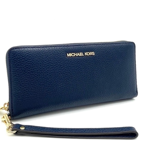Michael Kors Large Continental Wallet Wristlet Navy Blue - Picture 4 of 8